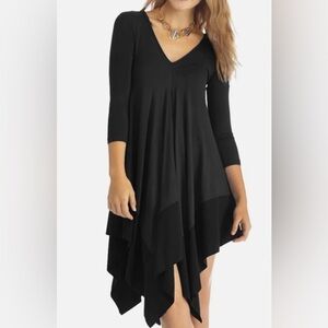CQ by CQ Asymmetrical long sleeve mixed media shirt dress in black